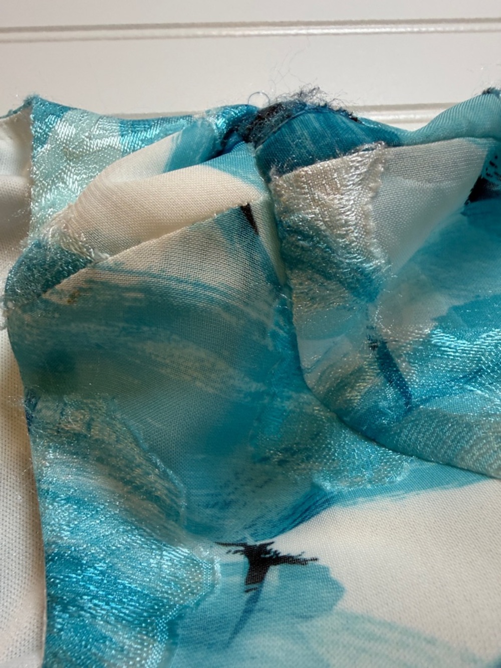 Alex Evenings Teal & White Abstract Sheer Blouse Size S - Picture 4 of 7